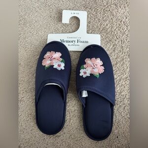 Charter Club Blue and Pink Floral Slippers